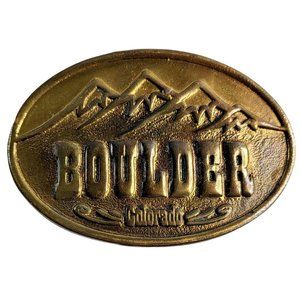 Vintage Boulder Colorado Brass Belt Buckle By Dozy Denver